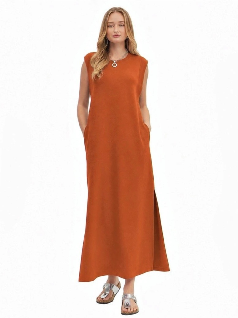 entro Sleeveless Maxi Dress in Orange Size Small Like New